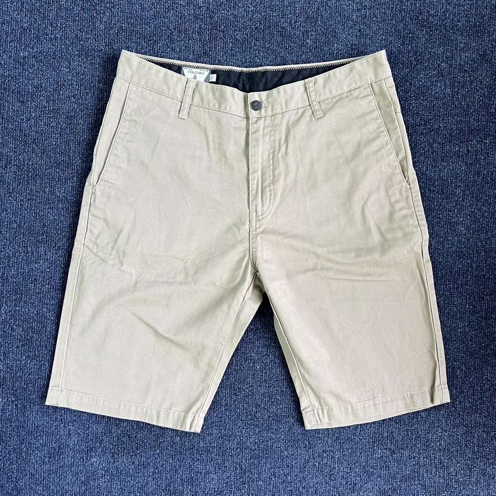 Y2k Volcom Shorts Mens 32 Beige Chino Flat Front Casual Skate‎ Walkshorts Summer